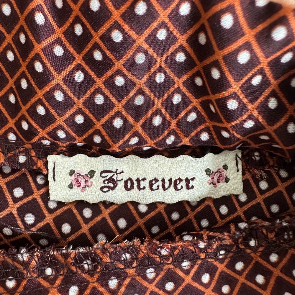 FOREVER Y2K Unique Brown/Orange Floral Strappy Nightgown Mini Dress Womens Sz M - Picture 5 of 11